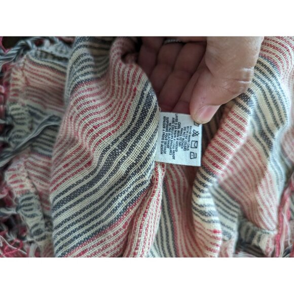 Billabong Striped Fringe Poncho S/M Red/Blue/Tan Beach Cover up Bikini Swimsuit - Picture 10 of 10
